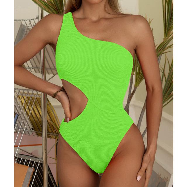 One Shoulder Swimsuit - Premium Swimwear from chiquetrends.com - Just $65! Shop now at chiquetrends.com