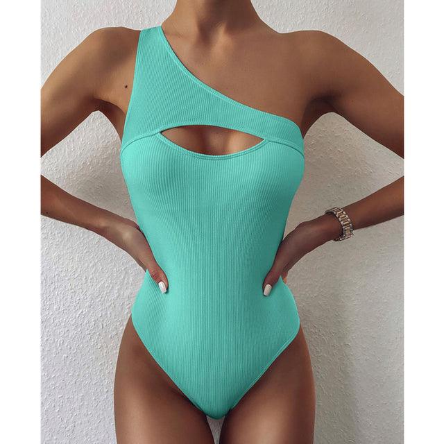 One Shoulder Swimsuit - Premium Swimwear from chiquetrends.com - Just $65! Shop now at chiquetrends.com