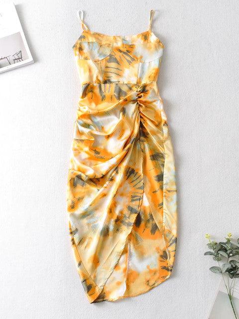 Women Vintage Yellow Tie Dye - Premium Dresses from chiquetrends.com - Just $72! Shop now at chiquetrends.com