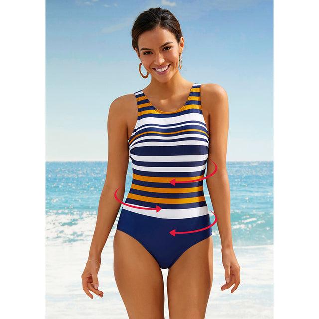 Women Striped Swimsuit - Premium Swimwear from chiquetrends.com - Just $37! Shop now at chiquetrends.com