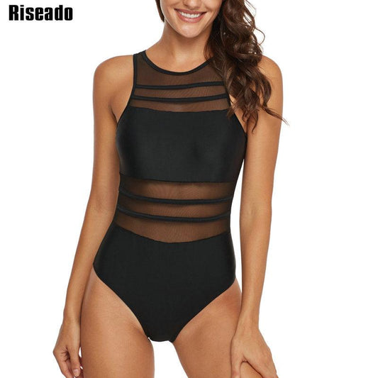 Riseado Black Mesh One Piece - Premium Swimwear from chiquetrends.com - Just $63! Shop now at chiquetrends.com